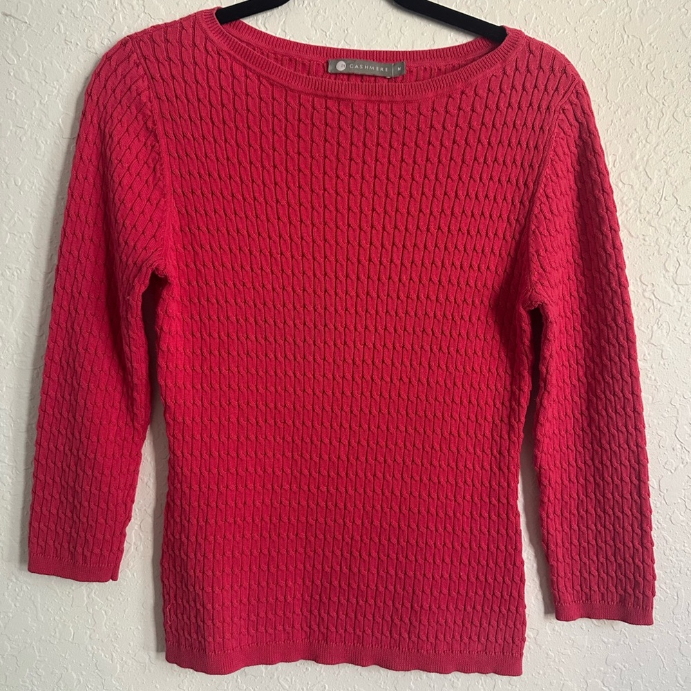 Silk/Cotton Pink sweater 3/4 Sleeves  size Medium.